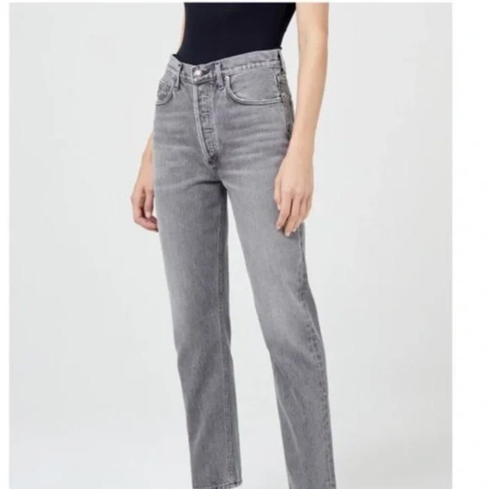 Agolde Distressed Raw Hem Grey / Black Denim Size 24